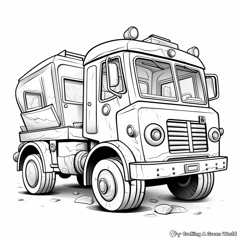 Rumbling Roadside Garbage Truck Coloring Pages 2