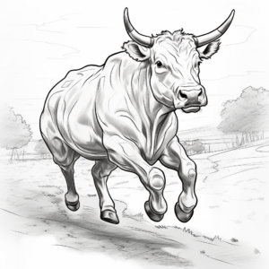 Running Bull Action Scene Coloring Pages 1