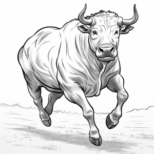 Running Bull Action Scene Coloring Pages 3