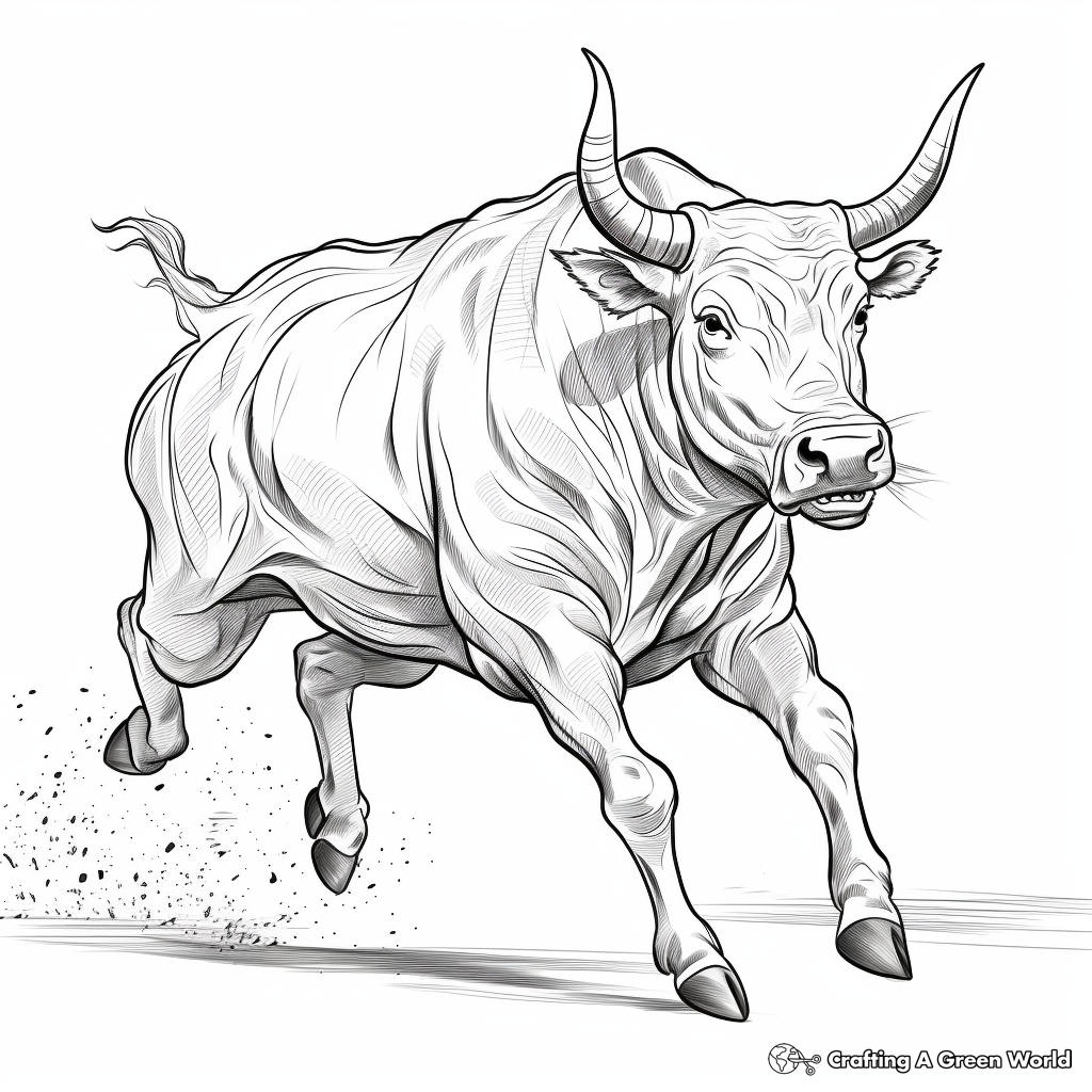 Running Bull Action Scene Coloring Pages 4