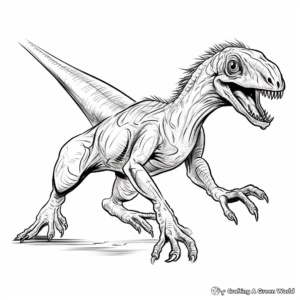 Running Deinonychus Scene Coloring Pages: Prehistoric Chase 2