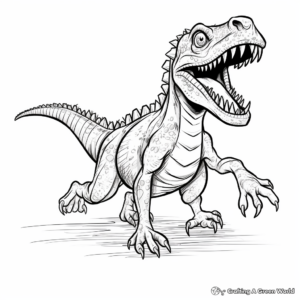 Running Deinonychus Scene Coloring Pages: Prehistoric Chase 3