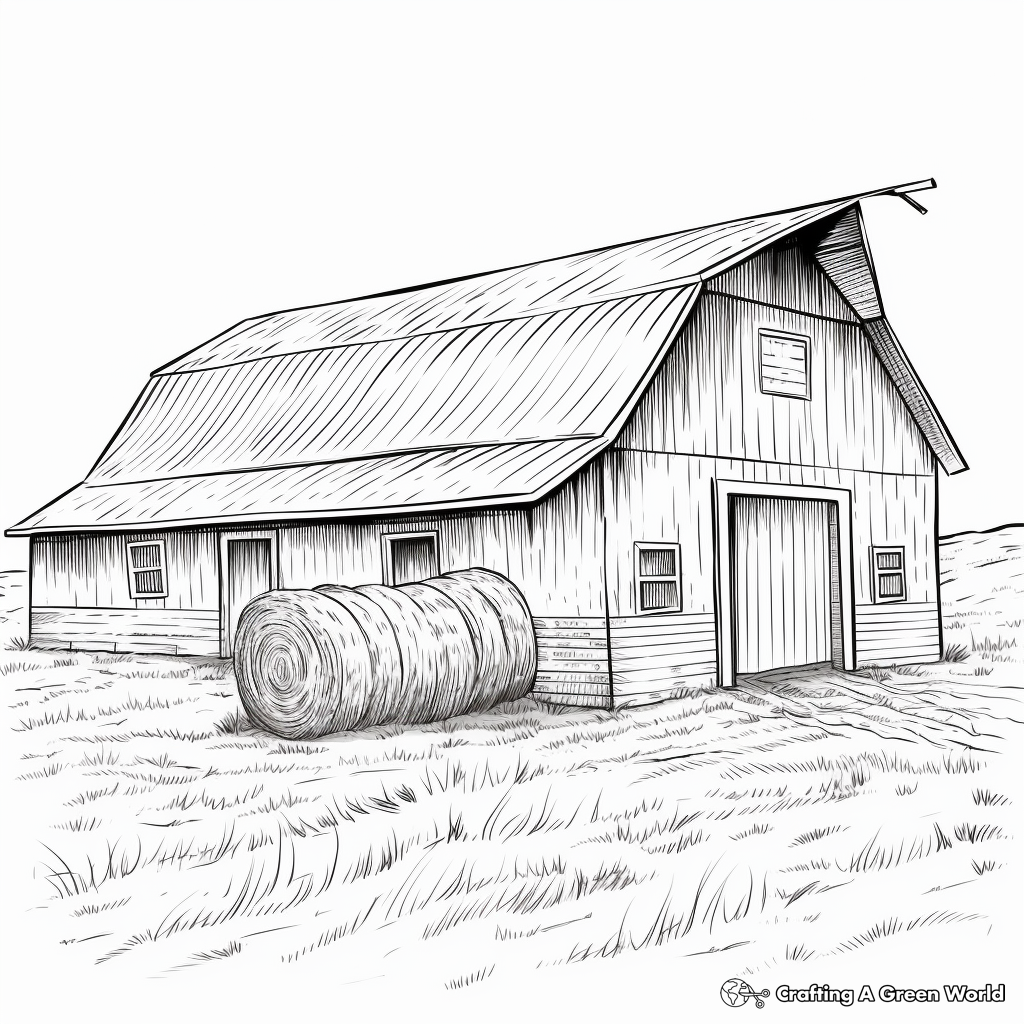 Rural-themed Hay Barn Coloring Sheets 2