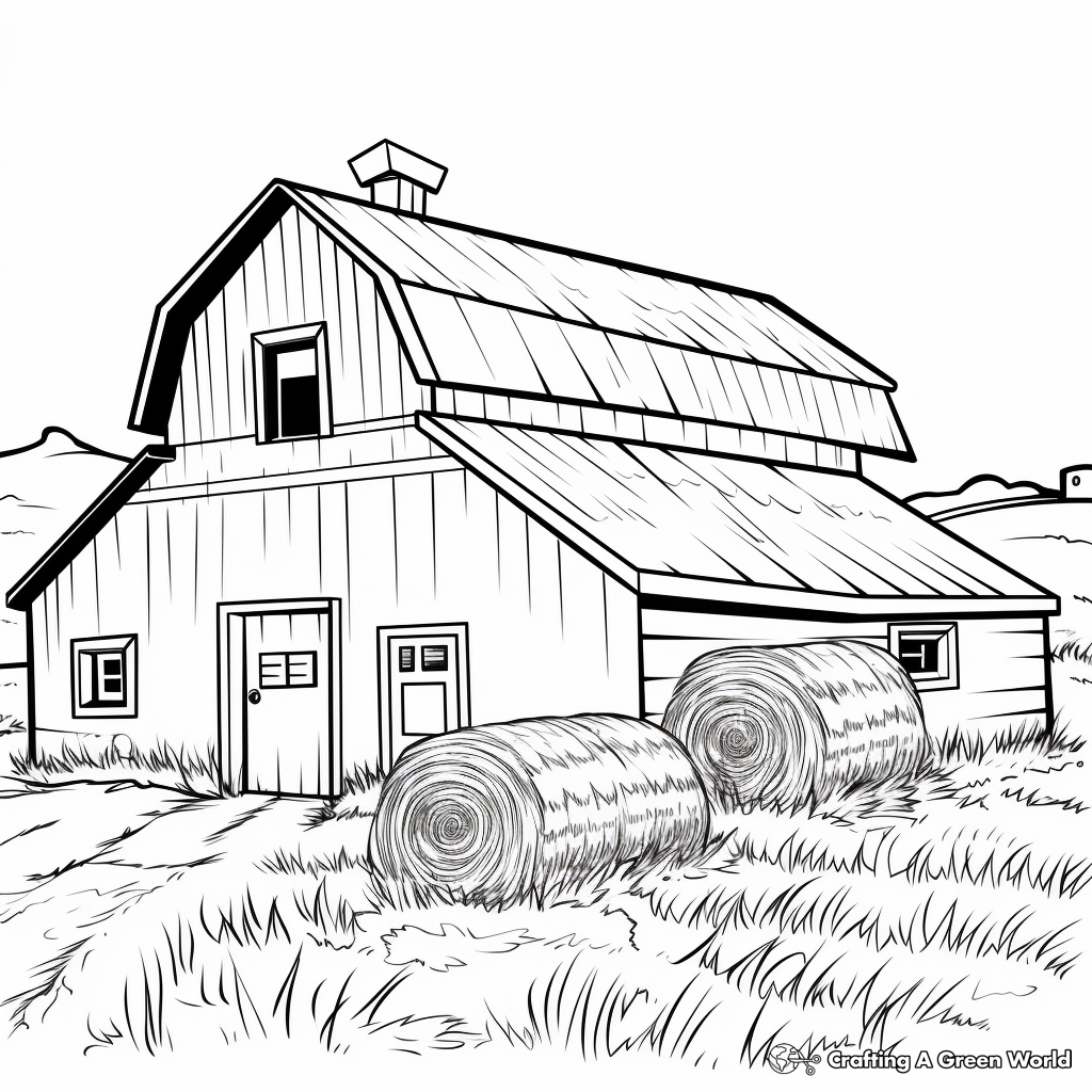 Rural-themed Hay Barn Coloring Sheets 3