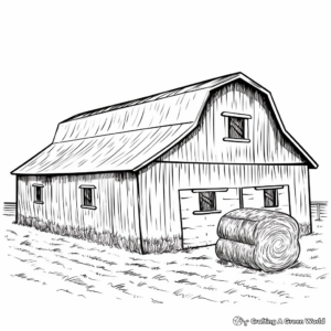 Rural-themed Hay Barn Coloring Sheets 4