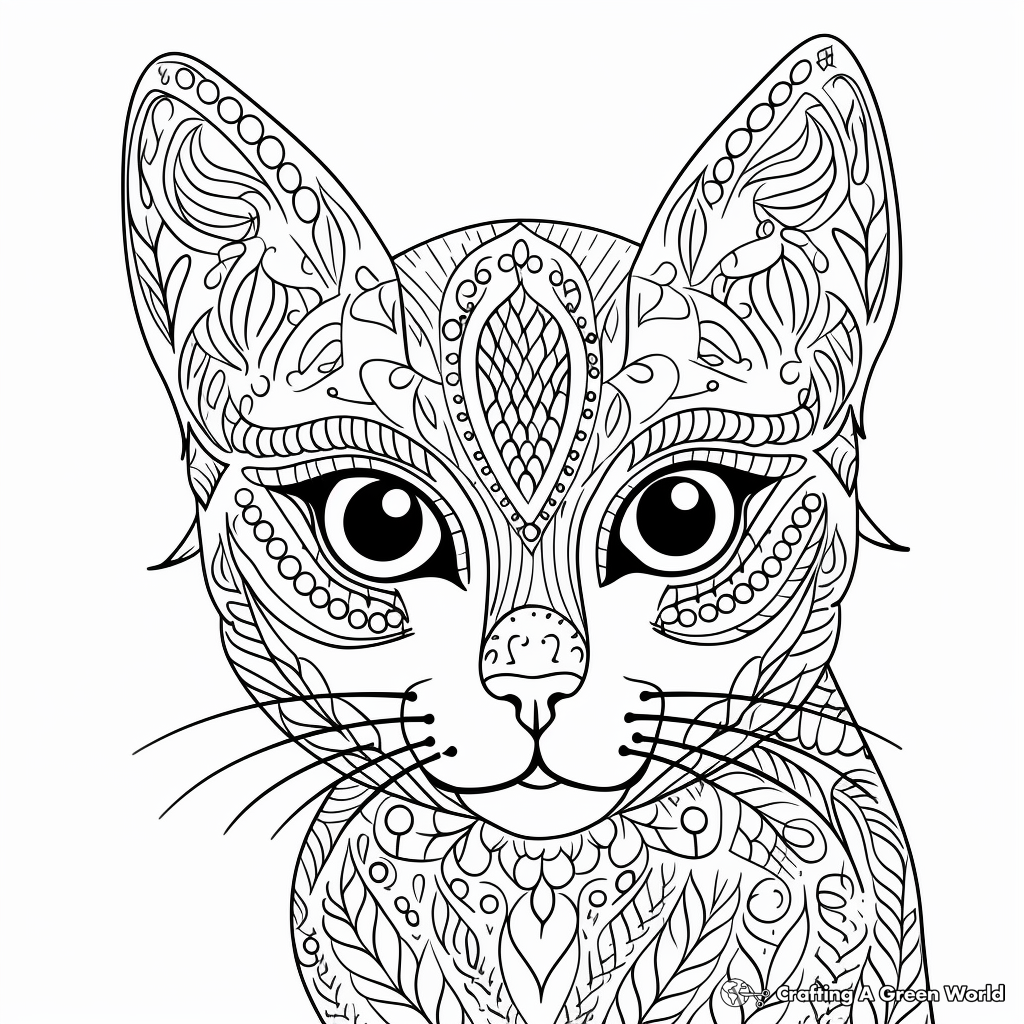 Russian Blue Cat Head Coloring Pages 1