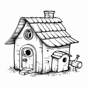 Rustic Country Style Bird House Coloring Pages 2