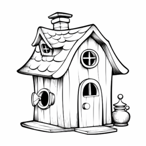Rustic Country Style Bird House Coloring Pages 3