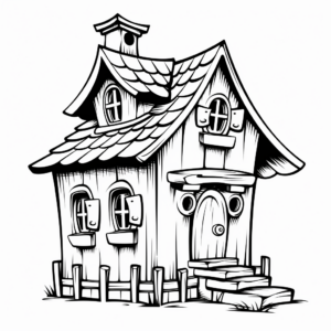 Rustic Country Style Bird House Coloring Pages 4