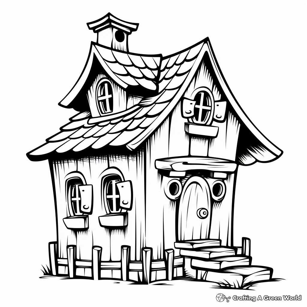 Rustic Country Style Bird House Coloring Pages 4