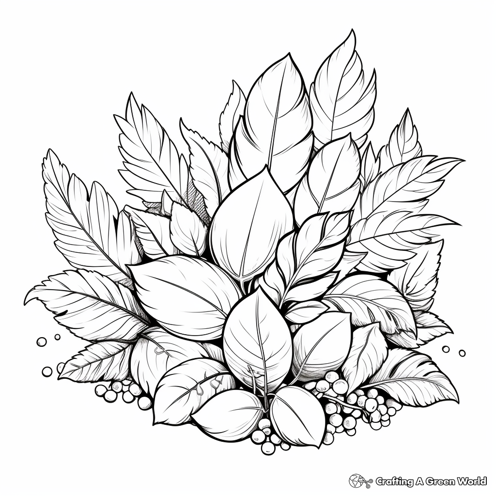 Rustic Fall Leaves Coloring Pages for Adults 1