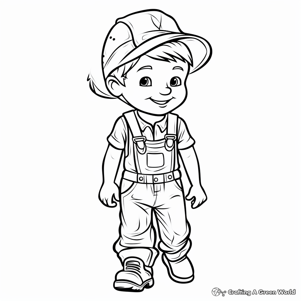 Rustic Farmer Overalls Coloring Pages 1