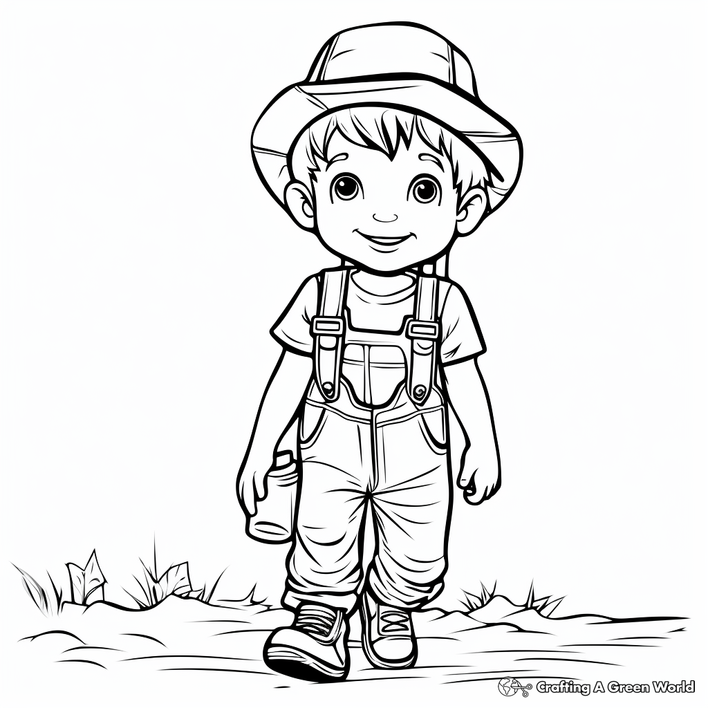 Rustic Farmer Overalls Coloring Pages 2