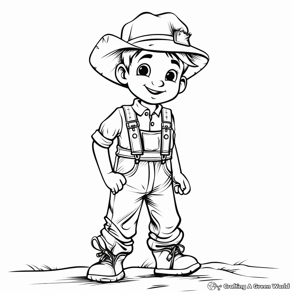 Rustic Farmer Overalls Coloring Pages 4
