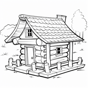 Rustic Log Cabin Bird Feeder Coloring Pages 1