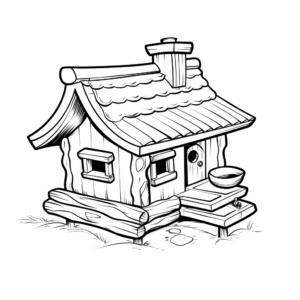 Rustic Log Cabin Bird Feeder Coloring Pages 2
