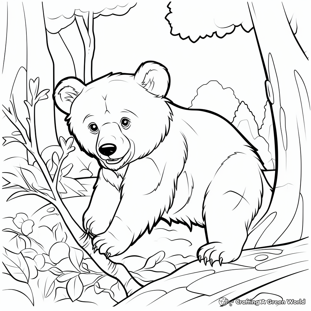 Rustic Themed Hunting Bear Coloring Pages 1