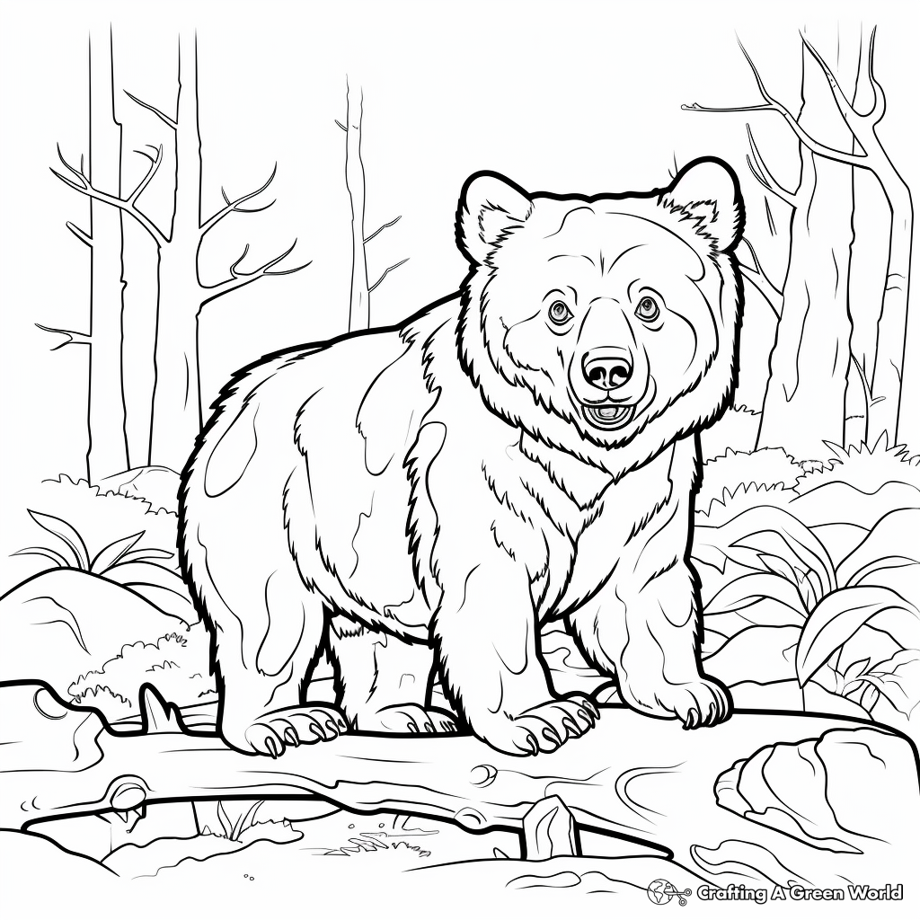 Rustic Themed Hunting Bear Coloring Pages 2