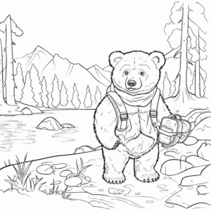 Rustic Themed Hunting Bear Coloring Pages 4