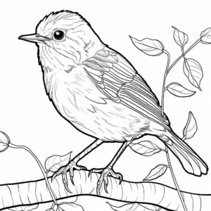 Rusty-Breasted Wren-Babbler Coloring Pages for Bird Lovers 1