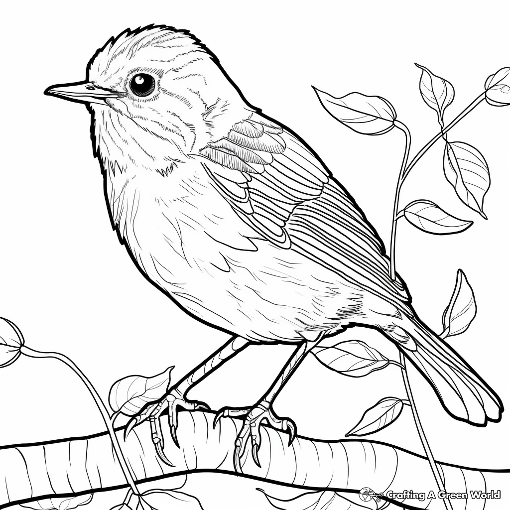 Rusty-Breasted Wren-Babbler Coloring Pages for Bird Lovers 1