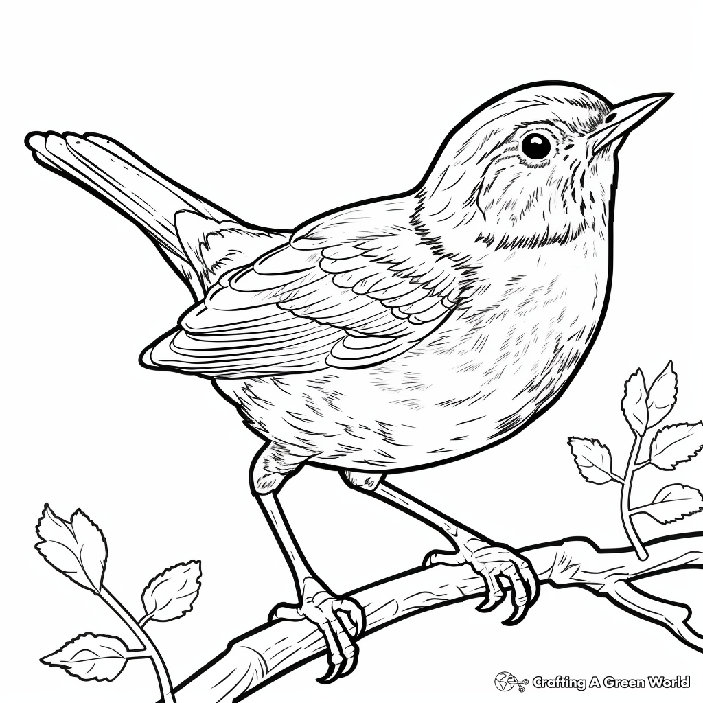 Rusty-Breasted Wren-Babbler Coloring Pages for Bird Lovers 2