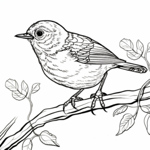 Rusty-Breasted Wren-Babbler Coloring Pages for Bird Lovers 3