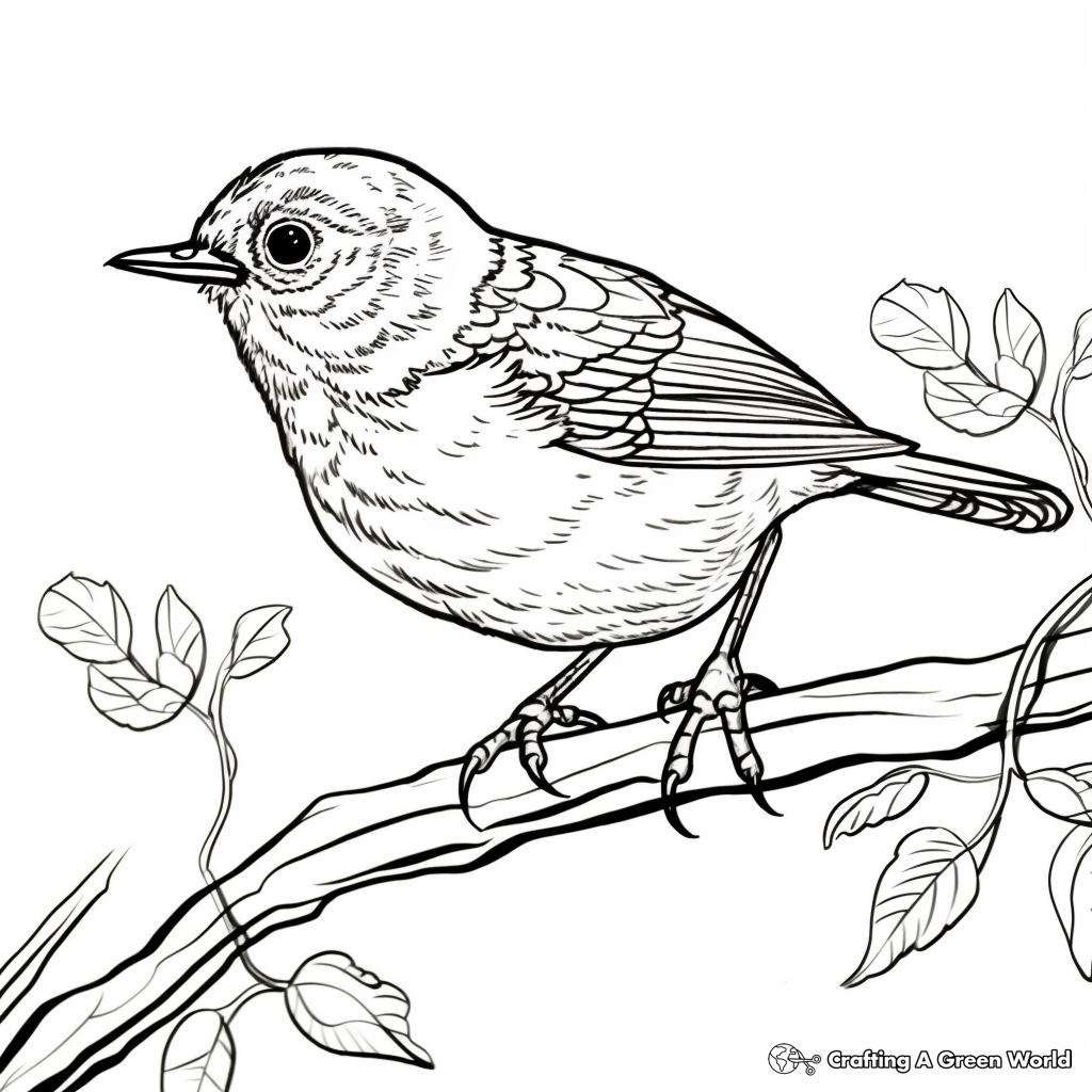 Rusty-Breasted Wren-Babbler Coloring Pages for Bird Lovers 3