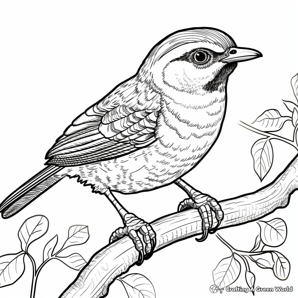 Rusty-Breasted Wren-Babbler Coloring Pages for Bird Lovers 4