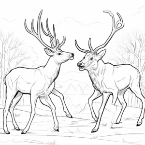 Rutting Stages: Fighting Bucks Coloring Pages 1
