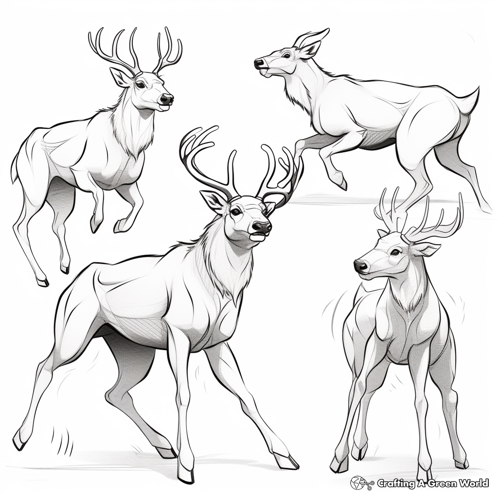 Rutting Stages: Fighting Bucks Coloring Pages 2