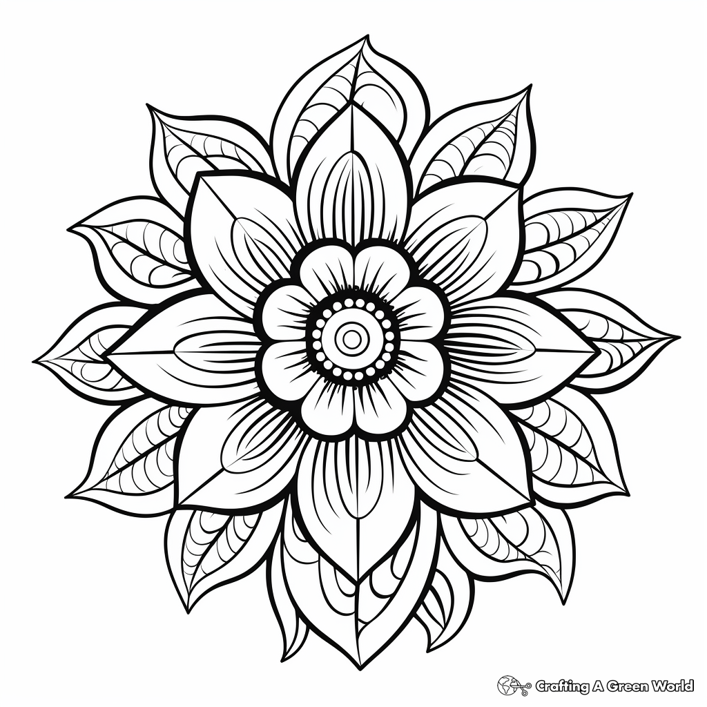 Sacred Geometric Floral Patterns Coloring Pages 4