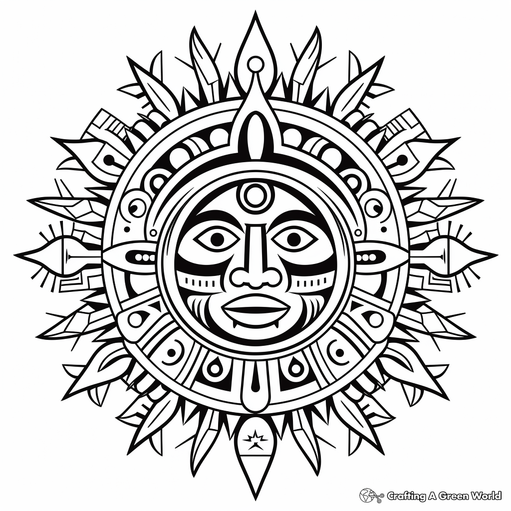 Sacred Sun and Moon: Mayan-Inspired Coloring Pages 3