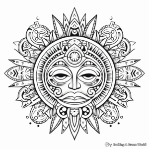 Sacred Sun and Moon: Mayan-Inspired Coloring Pages 4