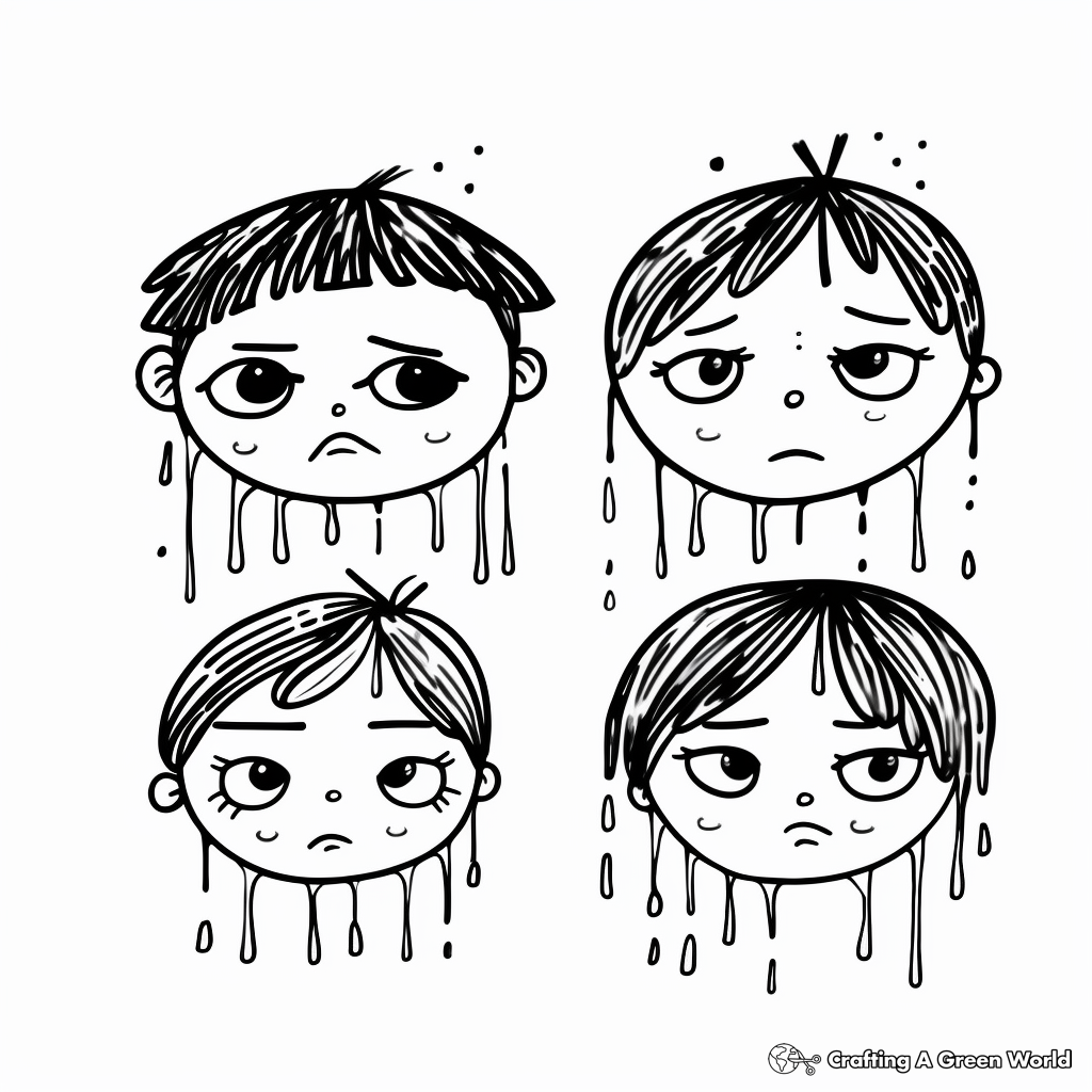 Sad Faces in the Rain Coloring Pages 2