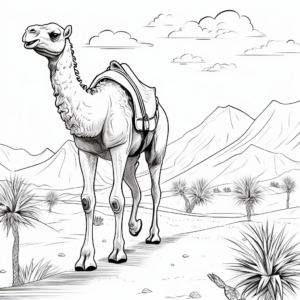 Sahara Desert Scene Coloring Pages with Camel 1