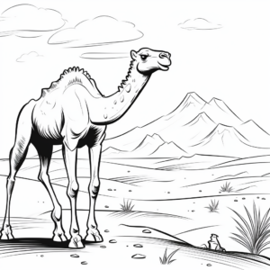 Sahara Desert Scene Coloring Pages with Camel 3