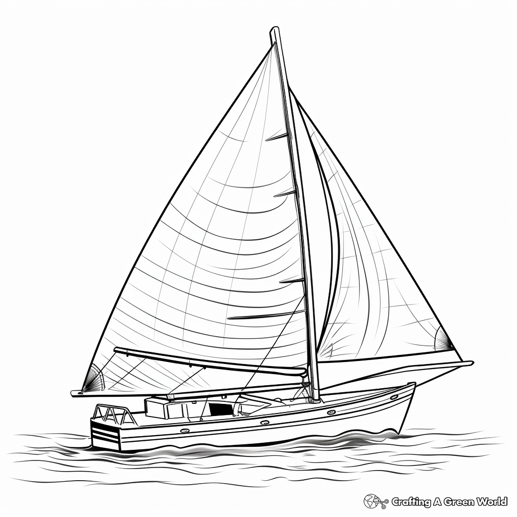 Sailboat with Sails Up Coloring Pages 2