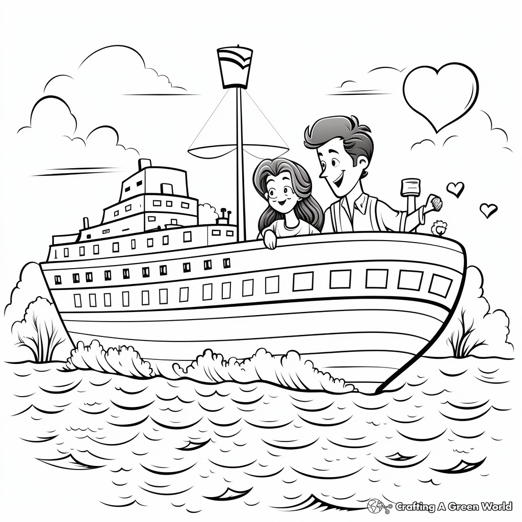 Sailing Love Boat 'I Love You' Coloring Pages 4