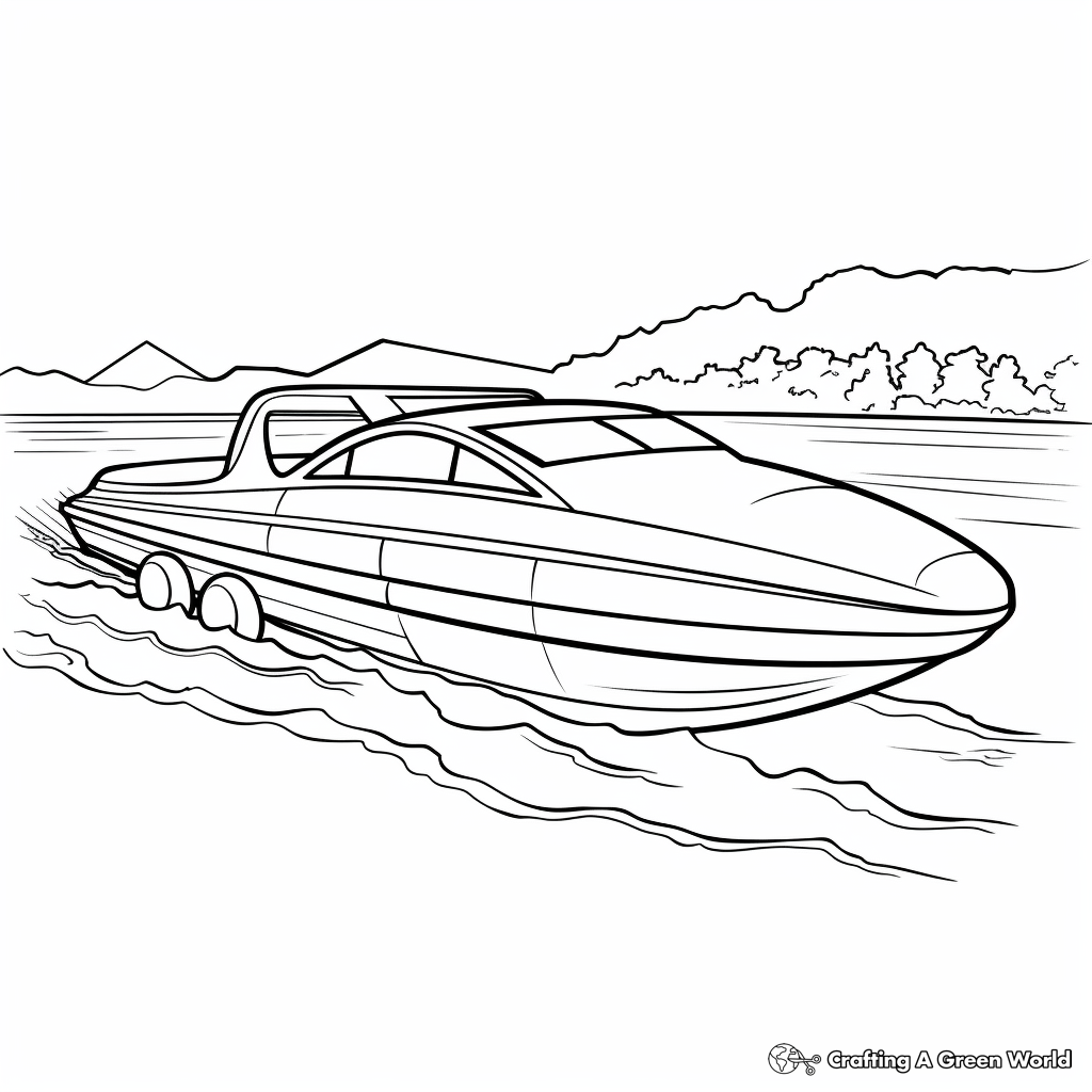 Sailing Speed Boat: Sea-Scene Coloring Pages 1