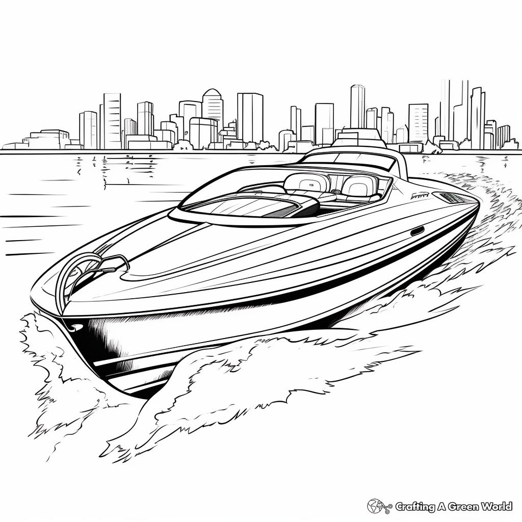 Sailing Speed Boat: Sea-Scene Coloring Pages 2