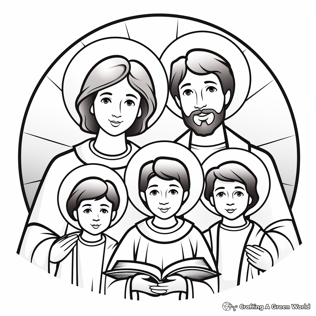 Saints and Apostles Coloring Pages: Mary, Peter, Paul 1