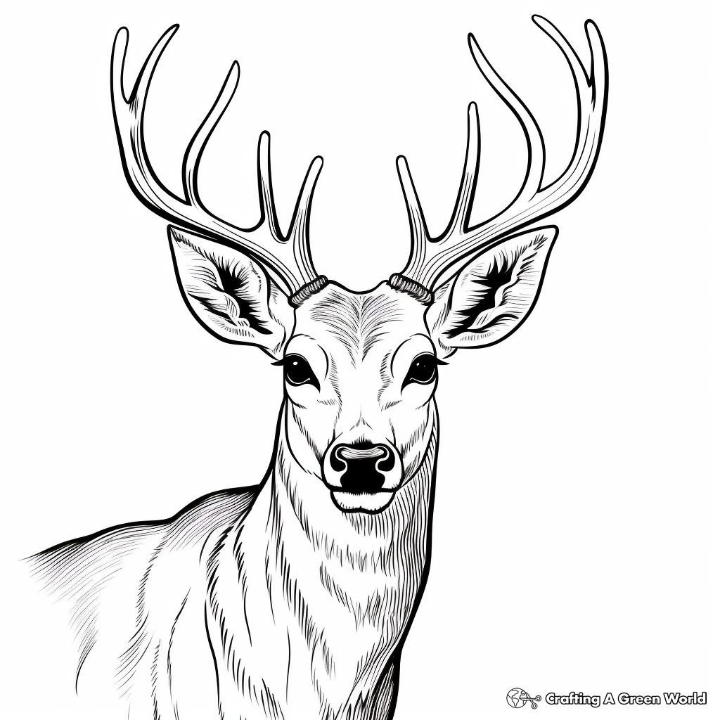 Sambar Deer Head Coloring Pages 2