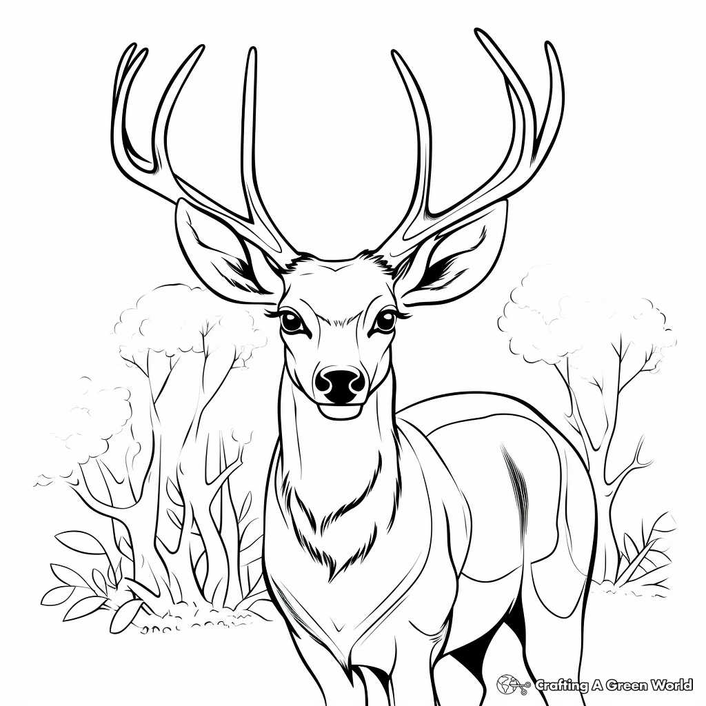 Sambar Deer Head Coloring Pages 3
