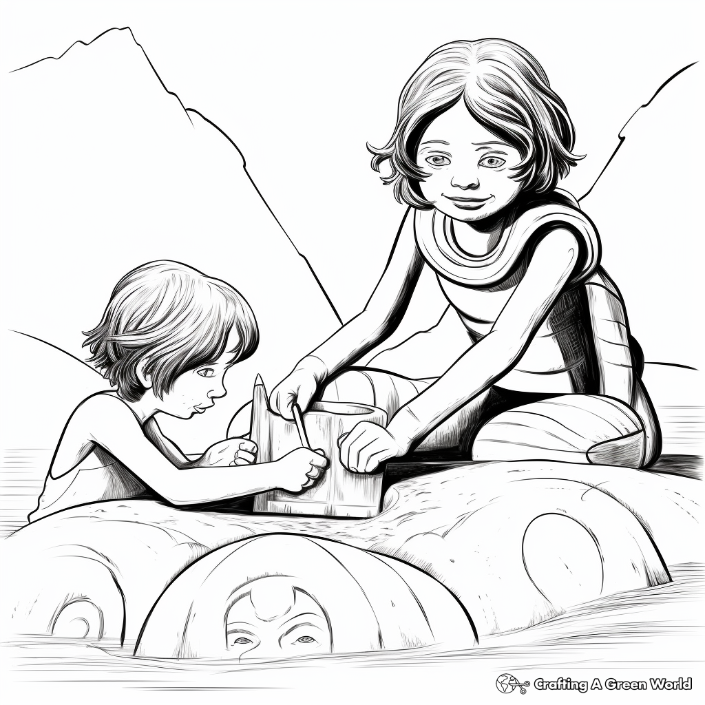 Sand Sculpture Beach Coloring Pages 1
