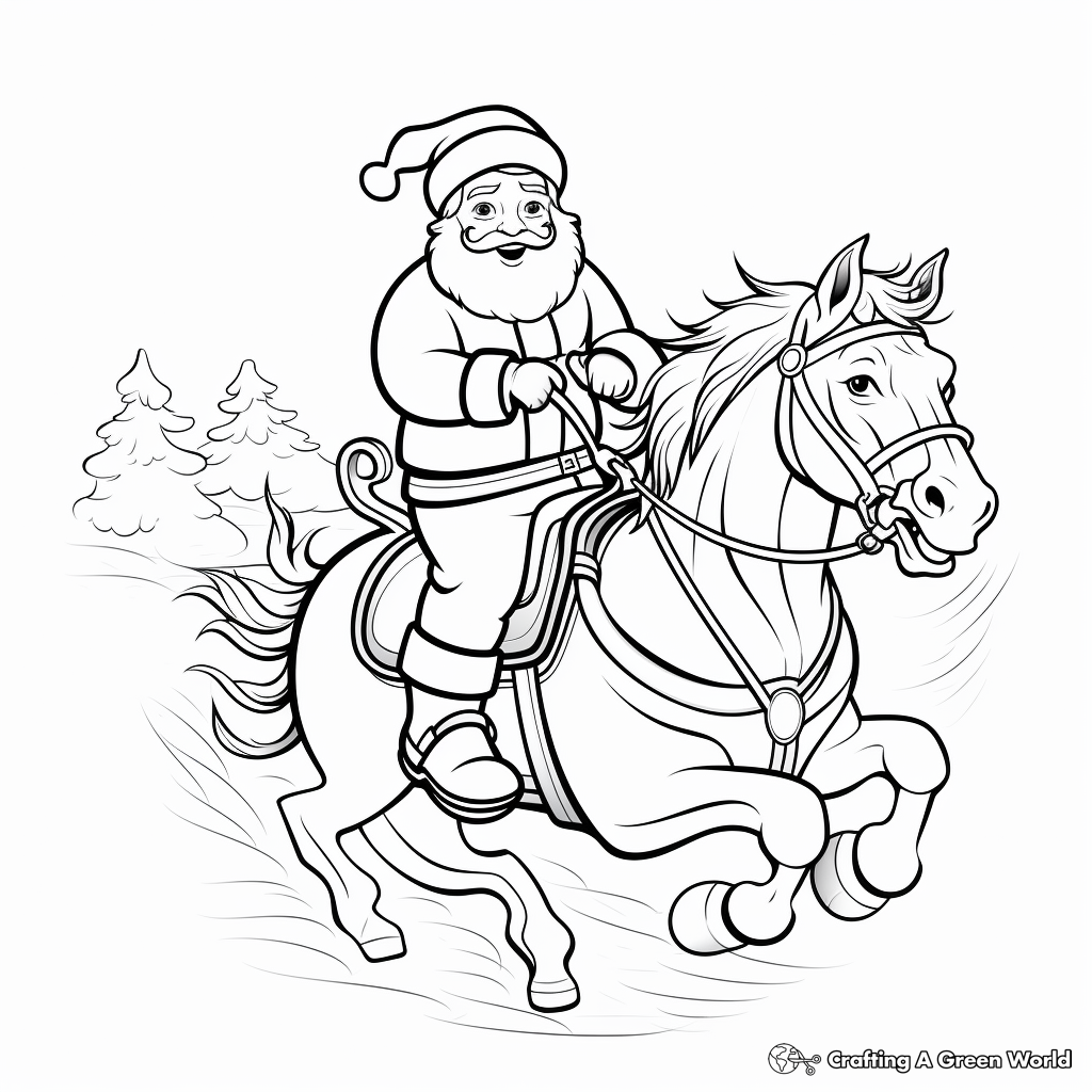 Santa Claus's Sleigh Ride Coloring Pages 1