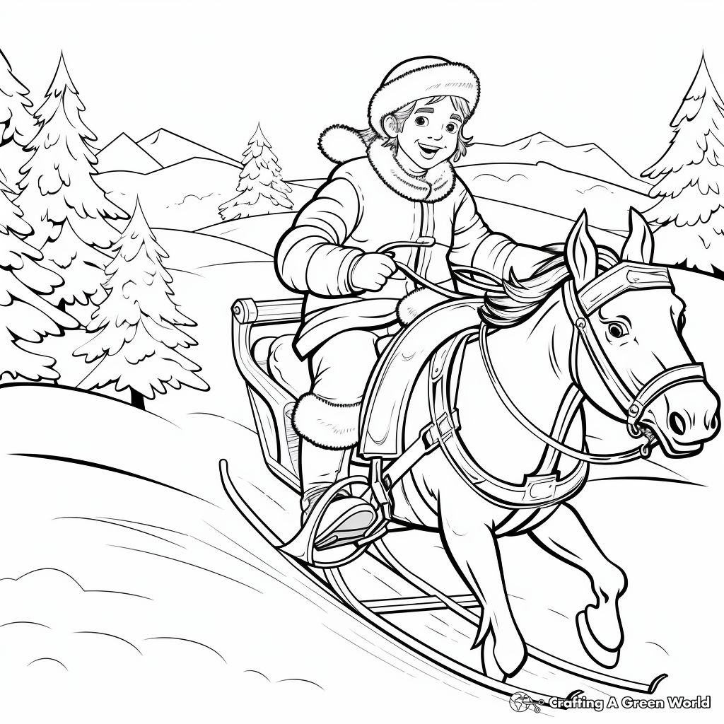 Santa Claus's Sleigh Ride Coloring Pages 2