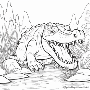 Sarcosuchus and Prehistoric Flora Coloring Pages 1