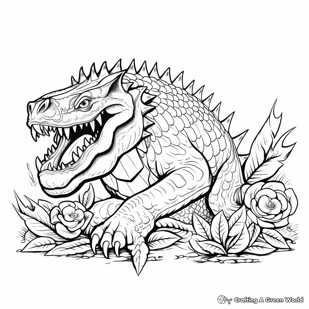 Sarcosuchus and Prehistoric Flora Coloring Pages 2