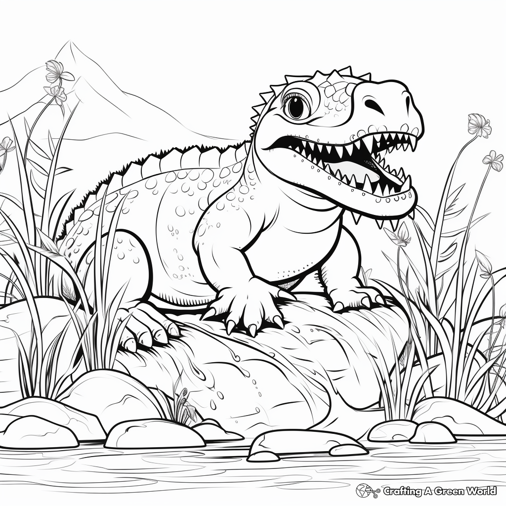 Sarcosuchus and Prehistoric Flora Coloring Pages 4